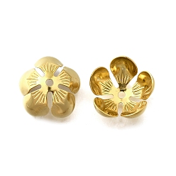 Настоящее золото 18K 304 из нержавеющей стали шарик крышки, цветок, реальный 18 k позолоченный, 13x14x6 мм, отверстие : 1.5 мм