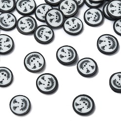 Черный Кабошоны из полимерной глины ручной работы на тему Хэллоуина, череп, чёрные, 7x1 мм, Около 33333 шт / 1000 г