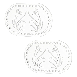 Clear Acrylic Basket Bottoms, Crochet Basket Base, for Basket Weaving Supplies and Home Decor Craft, Oval with Grass, Clear, 99x160x4.5mm, Hole: 6mm, 2pcs/set