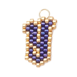 Letter Y Бисер ручной работы миюки, ткацкий узор с буквами подвески, с 304 кольцами из нержавеющей стали, Письмо Y, 18x12x2 мм, отверстие : 2.5 мм