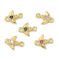 (52) Непрозрачная лаванда Подвески-рыбки с латунным паве из кубического циркония, без кадмия и без свинца, долговечный, стойки покрытие, реальный 18 k позолоченный, разноцветные, 8x6.5x1.5 мм, Отверстие : 0.8 мм & 1 мм