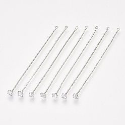 Платинированный Латунная цепочка-кисточка из бостонского звена большие подвески, с кубического циркония, прозрачные, Реальная платина, 65 мм, отверстие : 1.2 мм