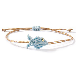 Алиса Синий Браслеты ручной работы из плетеного шнура для женщин, рыба, с латунным, Алиса Блю, 11.02 дюйм (28 см)