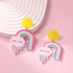 Разноцветный Акриловые серьги-гвоздики в форме сердца ко Дню святого Валентина, платина, красочный, 54x32 мм