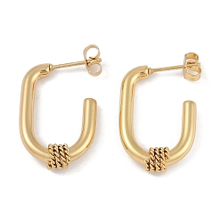 Золотой Вакуумное покрытие pvd 201 серьги-гвоздики из нержавеющей стали, с 304 штифта из нержавеющей стали, золотые, 26x5.5 мм