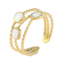 Настоящее золото 18K Ионное покрытие (IP) 304 Эмалированные кольца из нержавеющей стали с квадратными манжетами на пальцах, открытые кольца для женщин, реальный 18 k позолоченный, 13 мм