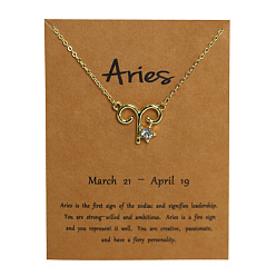 Овен Ожерелья из сплава с кристаллами и стразами в виде созвездия для женщин, золотые, Овен, 14.96 дюйм (38 см)