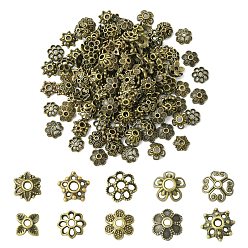 Античная Бронза 200 шт. 10 стили колпачков из цинкового сплава, цветок, античная бронза, 7.5~8.5x2~4.5 мм, отверстие : 1.2~2 мм, 20 шт / стиль