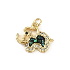 Черный Покрытие стойки латунь микропаве прозрачные подвески из кубического циркония, с эмалевой оболочки, долговечный, без свинца и без кадмия, реальный 18 k позолоченный, слон, чёрные, 15.5x18x3 мм, отверстие : 3 мм