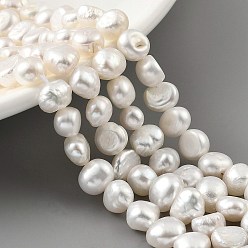 (404) Непрозрачное AB Кислое яблоко Нити из натурального культивированного пресноводного жемчуга, двух сторон полированной, цветочный белый, 7~8 мм, отверстие : 0.5 мм, около 25 шт / нитка, 6.89'' (17.5 см)