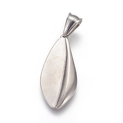 Stainless Steel Color Tarnish Resistant 304 Stainless Steel Pendants, Leaf, Stainless Steel Color, 34.5x15x3mm, Hole: 4.5x8mm