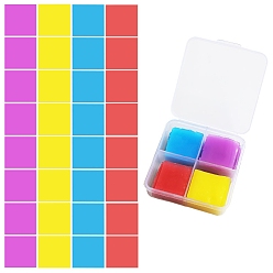 Coloré Argile de colle de silicone carrée, pour les kits d'autocollants de peinture au diamant bricolage, avec boîte en plastique, colorées, 25x25mm, 32 pcs / boîte