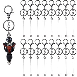 Gunmetal 16Pcs Alloy Bar Beadable Keychain for Jewelry Making DIY Crafts, with Lobster Claw Clasps, Gunmetal, 15.7cm