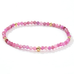 Турмалин Браслеты из натуральных турмалинов и латунных круглых бусин для женщин, золотые, 6.89 дюйм (17.5 см)