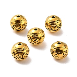 Antik Golden Tibetischer stil legierung perlen, Runde mit Klee, Antik Golden, 11 mm, Bohrung: 1 mm