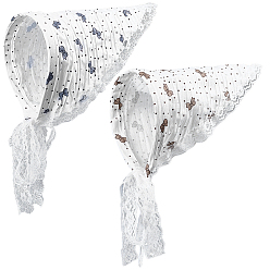 Белый 2 шт. 2 стили кружевные тканевые повязки на голову для женщин, белые, 150~250 мм, 1poc/стиль