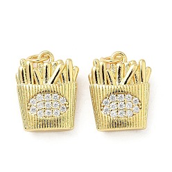 Настоящее золото 18K Латунные микро проложить кубического циркония подвески, картофель-фри, долговечный, без кадмия и без свинца, стойки покрытие, с целью перехода в кольце, реальный 18 k позолоченный, 17x13.5x5.5 мм, отверстие : 3.3 мм