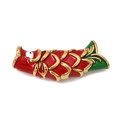 Real 18K Gold Plated 304 Stainless Steel Enamel Beads, Carp, Ion Plating(IP), Real 18K Gold Plated, 38.5x15.5x9mm, Hole: 4mm