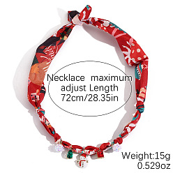 (123L) Белый крем непрозрачный блеск Рождественский сплав, эмаль, стразы, смола, акрил, подвеска в виде снеговика, шарф с набивным рисунком для женщин, золотые, огнеупорный кирпич, 28.35 дюйм (72 см), Кулон : 25 мм