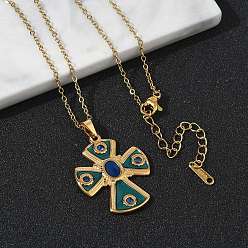 Cross Религия 304 подвески из нержавеющей стали с эмалью бирюзового цвета для женщин, золотые, крестик, 16.61 дюйм (42.2 см)