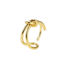 Золотой Кольца-манжеты из нержавеющей стали с узлом для женщин, золотые, внутренний диаметр: регулируемый