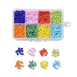 Mixed Color 6/0 8 Colors Round Glass Seed Beads, Opaque Colours, Round Hole, Mixed Color, 6/0, 4mm, Hole: 1.5mm, 8colors, 22g/color, 176g/box