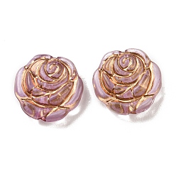 Old Rose Plating Transparent Acrylic Beads, Golden Metal Enlaced, Rose, Old Rose, 14x5mm, Hole: 2mm, about 950pcs/500g