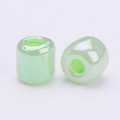 Pale Green Glass Seed Beads, Ceylon, Round, Pale Green, 4mm, Hole: 1.5mm, about 4500pcs/pound