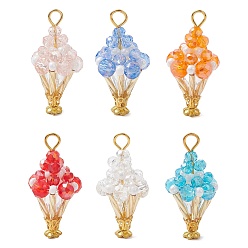 (52) Непрозрачная лаванда Стеклянные подвески, очарование мороженого, С результатами сплава и железа, граненые, разноцветные, 35.5x18 мм, отверстие : 4.5 мм