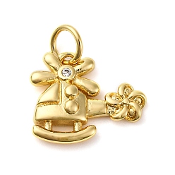 Настоящее золото 18K Латунные микро проложить кубического циркония подвески, подвески вертолет, с целью перехода в кольце, долговечный, без кадмия и без свинца, стойки покрытие, реальный 18 k позолоченный, 12x14.5x3 мм, отверстие : 3 мм