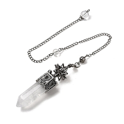 Хрусталь Маятники для биолокации из натурального кварцевого кристалла с ограненными пулями и острыми концами, с латунной фурнитурой античного бронзового тона, без кадмия и без свинца, звезда, 307~310 мм, отверстие : 2 мм