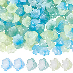 (52) Непрозрачная лаванда 150 шт. 3 цвета прозрачные двухцветные стеклянные бусины, окрашенные распылением, цветок, разноцветные, 7x11.5x11.5 мм, отверстие : 1.2 мм, 50 шт / цвет