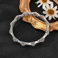 Платина Латунные браслеты для женщин, бамбук, стойки покрытие, платина, 1/4 дюйм (0.8 см), внутренний диаметр: 2-3/8 дюйм (5.95 см)