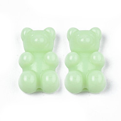 Light Green Opaque Acrylic Beads, Bear, Light Green, 18x11x7mm, Hole: 1.6mm