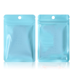 Небесно-голубой Сумка из майлара с прозрачным окошком из композитного материала и застежкой-молнией, Стойкий к запаху повторно закрывающийся для упаковки мешочка для вечеринок, пищевой блеск для губ, ювелирные изделия для хранения, прямоугольные, голубой, 20x10 см, 100 шт / комплект