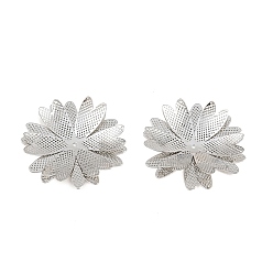 Platin Farbe Messing-Filigran-Cabochons, Blume, Platin Farbe, 28x27x4.5 mm