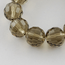 Серый Прозрачные стеклянные бусины, граненый (96 граней), круглые, серые, 8 мм, отверстие : 1 мм, около 68~70 шт / нитка, 20.47~21.06 дюйм (52~53.5 см)