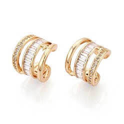 Настоящее золото 18K Латунные серьги-манжеты из прозрачного кубического циркония, c-образный, реальный 18 k позолоченный, 12x13x11.5 мм