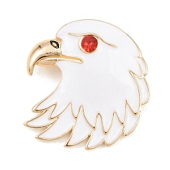 Белый Эмалевые булавки с изображением орла, штыри отворотом сплава горного хрусталя для одежды рюкзака, золотой свет, белые, 36.5x35.5 мм