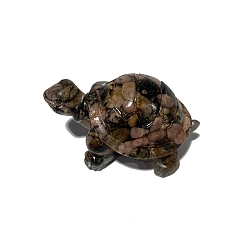 Родонит Украшение для дисплея морской черепахи из смолы, с натуральной родонитовой крошкой внутри для украшения стола домашнего офиса, 45x30x25 мм