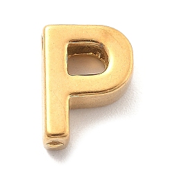 Letter P Ионное покрытие (ip) 304 брелоки из нержавеющей стали, буквенное очарование, реальный 18 k позолоченный, Письмо P, 9.5x7x3 мм, отверстие : 1.6 мм