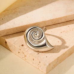 Нержавеющая Сталь Цвет Регулируемые 304 манжеты из нержавеющей стали для женщин, в форме раковины, цвет нержавеющей стали, 27x18.5 мм, размер США 6 1/2 (16.9 мм)