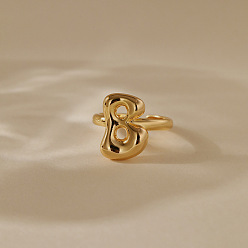 Letter B Латунные кольца-манжеты для женщин, буквы, долговечный, золотые, В письме, внутренний диаметр: регулируемый