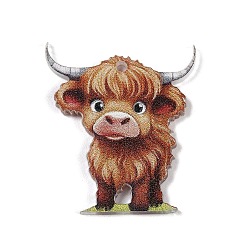 (461) Высокий Металлик Виноград Непрозрачные акриловые подвески, амулеты яка, 30x25x2 мм, отверстие : 1.5 мм