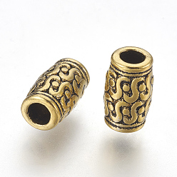 Antique Golden Tibetan Style Zinc Alloy Beads, Lead Free & Cadmium Free, Tube, Antique Golden, 12x7mm, Hole: 3.5mm