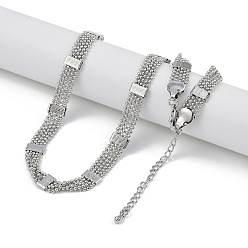 Платина Латунные многорядные шариковые цепочки для женщин с покрытием из стойки, долговечный, без свинца и без кадмия, платина, 16.14x0.31 дюйм (41x0.8 см)