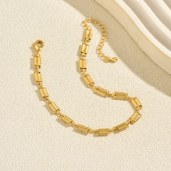 Oro Tobilleras de cadena rectangular de latón para mujer, ideales para la playa en verano., dorado, 8-1/4 pulgada (210 mm)