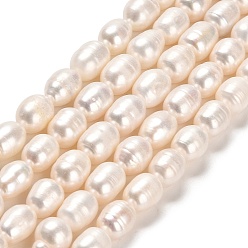 Linen Natural Cultured Freshwater Pearl Beads Strands, Rice, Grade A, Linen, 8.5~10x7~8mm, Hole: 0.5mm, about 37~38pcs/strand, 14.57~14.76 inch(37~37.5cm)
