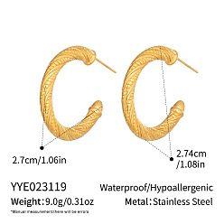 Real 18K Gold Plated European Style Twisted Hoop Earrings 304 Stainless Steel Gold Plated Unisex Jewelry