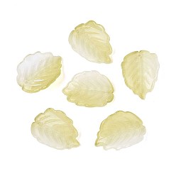 Желто-Зеленый Стеклянные подвески, подвески из листьев клубники, желто-зеленый, 22x16x7.5 мм, отверстие : 1.2 мм